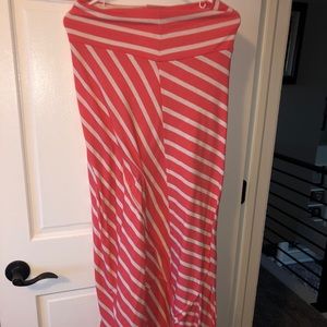 Long Mossimo skirt, coral and white striped.  Very comfortable